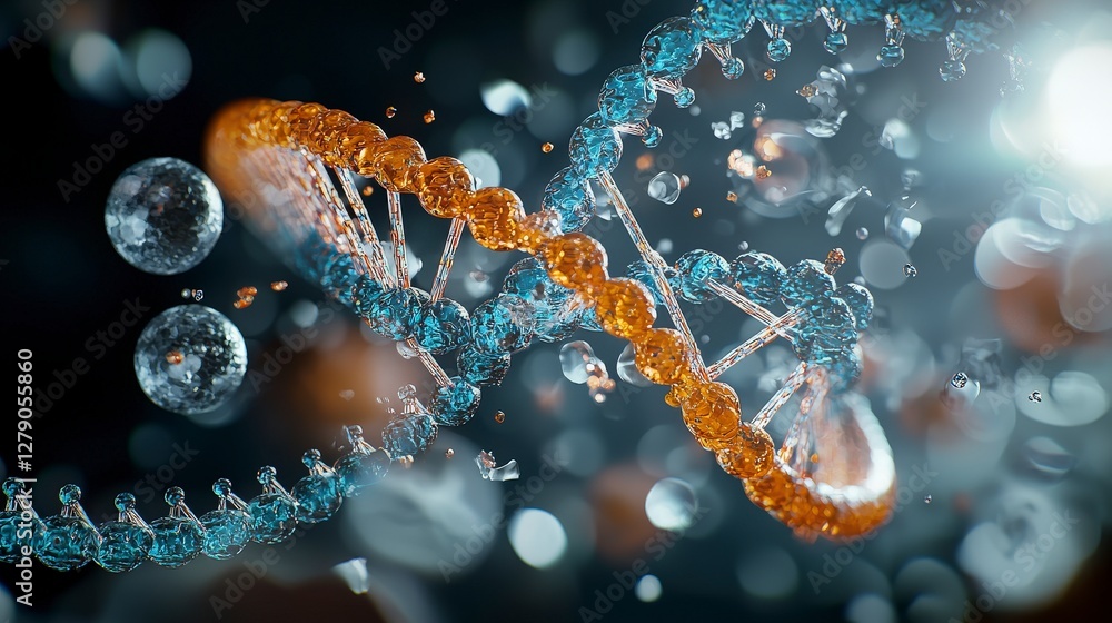 Poster Artistic dna manipulation in bioengineering frontiers science lab digital visualization futuristic abstract concepts