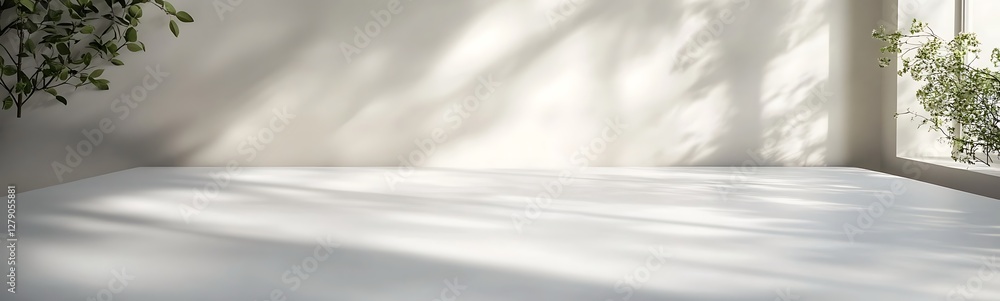 Poster plain white desk mockup featuring subtle textures, ideal for showcasing designs or product presentat