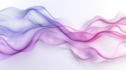 Elegant Flowing Waves of Purple and Pink Fabric on a Soft White Background