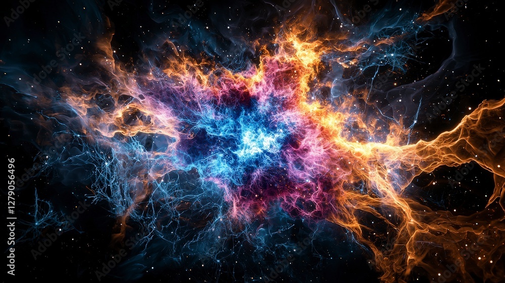 Aufkleber vibrant nebulae and galactic neural mapping an abstract exploration of cosmic consciousness in digit