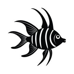 Banggai Cardinalfish Silhouette Vector Art and Black Color Fish Design Illustration