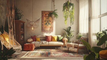 Design a bohemian oasis living room home decor ideas eclectic vibe artistic style bohemian living room with unique furniture