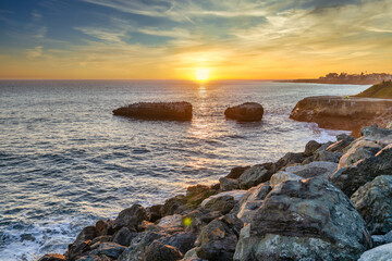 Santa Cruz, California, USA. Beautiful sunset landscape on the Pacific Ocean coast