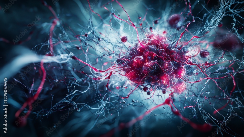 Poster Innovative biological networks microscopic world digital art abstract environment close-up exploring new frontiers