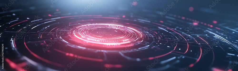 Aufkleber a futuristic control panel featuring quantum ai with a glowing cyberpunk aesthetic.