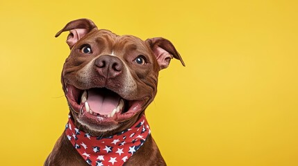 Pixelated Happy Dog With Patriotic Bandana