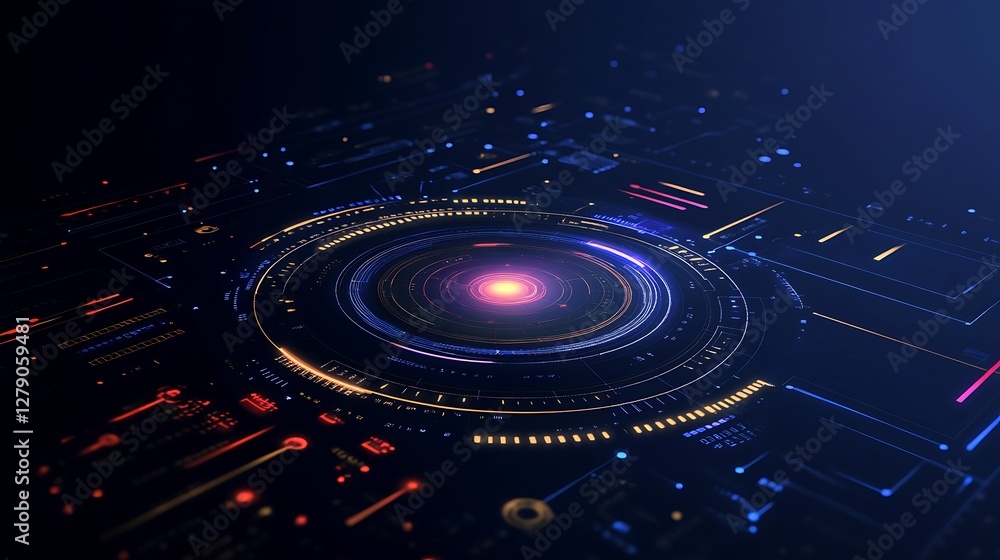 Poster A futuristic control panel for quantum teleportation technology, showcasing advanced design and functionality.