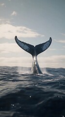 Fototapeta premium Whale tail glory in vast ocean waves image