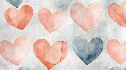 Obraz premium Watercolor Heart Pattern Background Texture