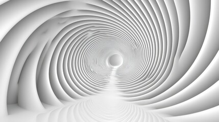 Naklejka premium Abstract White Spiral Tunnel with Curved Lines and Depth Illusion in 3D Perspective View