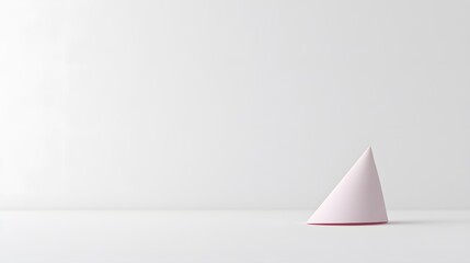 Minimalist Pink Cone Shape on a White Surface with Clean Lines and Geometric Design