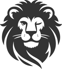 A lion winking with a smirk silhouette vector