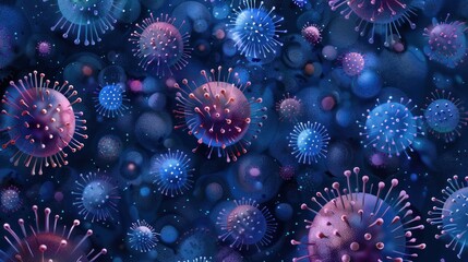 Fototapeta premium Microscopic Virus Illustration, Infection, Research, Background, Medical