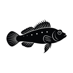 Bicolor Blenny Silhouette Vector Art and Black Fish Illustration Design