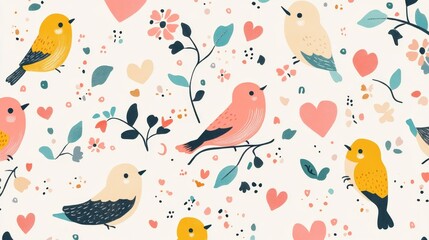 Obraz premium Create a cheerful vibrant seamless bird pattern nature graphic design vibrant environment aerial view bird aesthetic for home decor