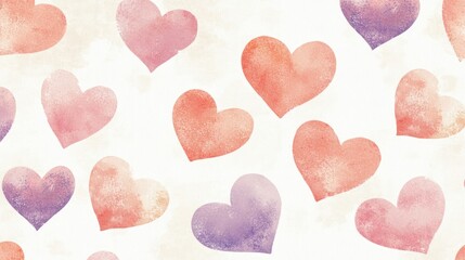 Obraz premium Watercolor Hearts Seamless Pattern Pastel Background