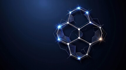 Naklejka premium Abstract Molecular Structure with Glowing Lights on Dark Background for Scientific Illustrations