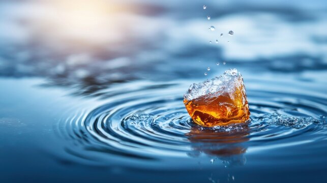 Melting ice reshaping into a new, abstract form, symbolizing the concept of transformation, change, and the fluid nature of the environment.