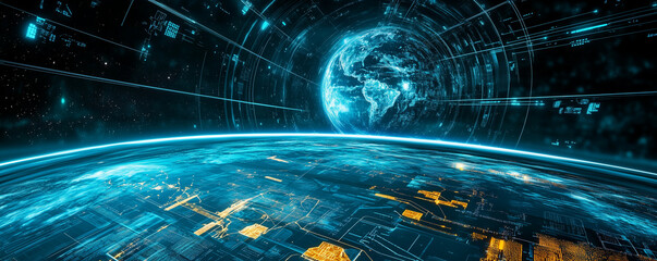 Space station overseeing troop movements on Earth during a strategic monitoring operation with advanced technology