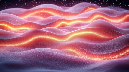 Obraz premium Abstract Waves of Light and Color in a Dreamy and Ethereal Landscape with Glittering Particles