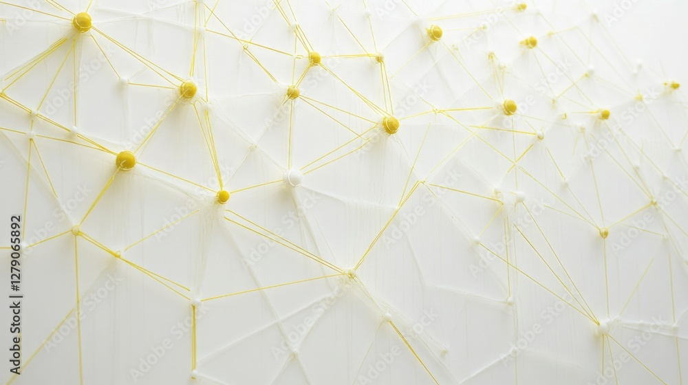 Poster dynamic yellow lines on a clean white backdrop minimalist design graphic art studio overhead view vi