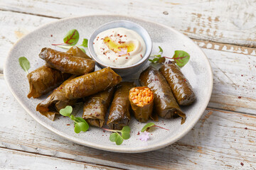 Bulgar Wheat Stuffed Vine Leaves