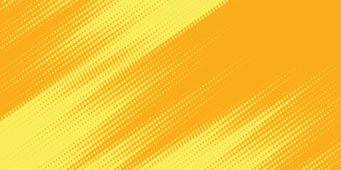 Yellow orange halftone pattern. Retro comic gradient background. Square pixilated dot cartoon texture. Pop art faded gradient pattern.