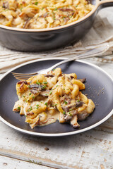 Mushroom and Leek Spaetzle bake