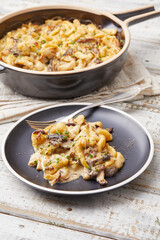 Mushroom and Leek Spaetzle bake
