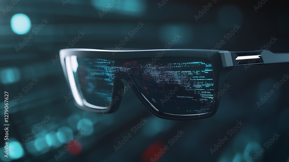 Poster Futuristic HUD display on smart glasses showcasing advanced data visualization technology.