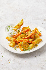 Curried Oven Vegetables with Lemon Dip