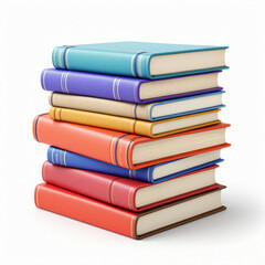 Fototapeta premium Stack of Colorful Books with Gold Details on White Background