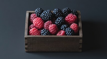 A close-up of fresh fruit arranged in a wooden crate at a local grocery store