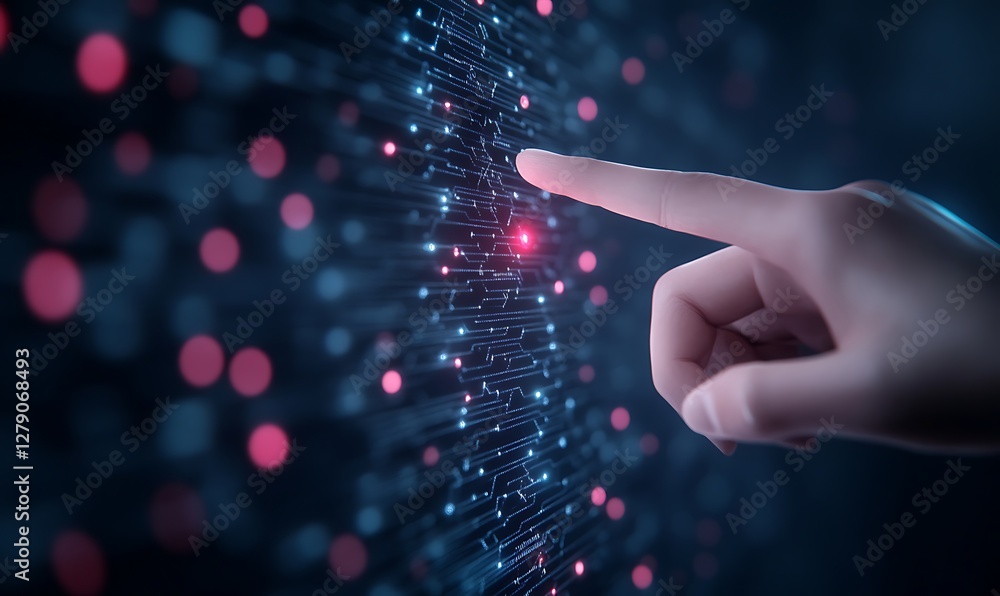 Poster Futuristic UI design for a smart robotic neural link interface featuring advanced technology visuals.