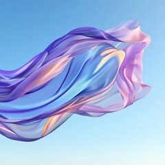 Fototapeta premium Lavender chiffon fabric flowing in the breeze outdoor setting textile art sunlit atmosphere side view ethereal elegance