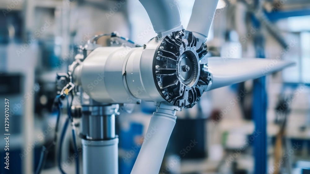 Poster engineers analyzing mechanical components in lab close-up view technical analysis