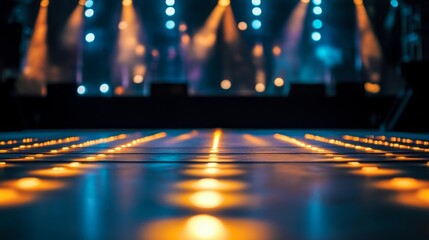 Illuminating performance led stage lights concert venue photography nighttime close-up reflective...