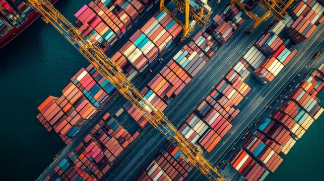 Shipping containers stuck in port urban harbor photo industrial scene close-up logistical challenges