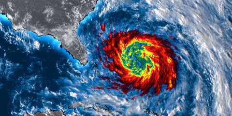 Powerful hurricane observed near the southeastern coast. Generative AI