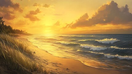 vibrant sunset reflected on peaceful ocean image