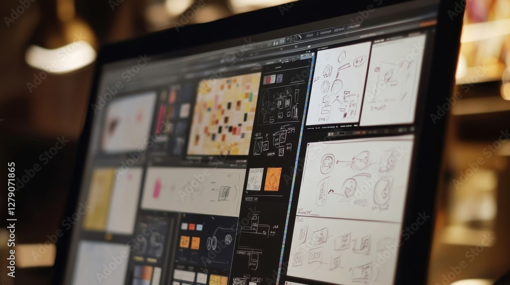 Poster streamlining design workflow chart office infographic digital environment closeup view process optim