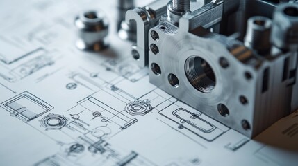 Examining a cad model engineering drawing design studio technical illustration digital workspace...