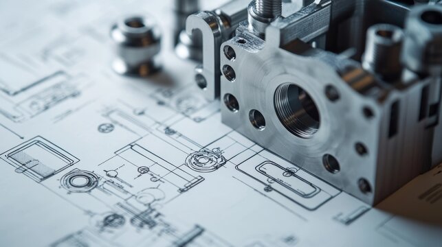 Examining a cad model engineering drawing design studio technical illustration digital workspace closeup precision engineering