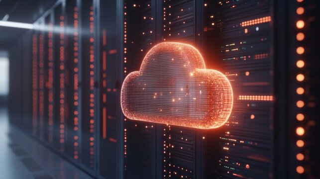 Creating a cloud computing network digital realm data flow visualization virtual environment technical perspective glowing data streams