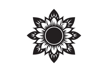 Sunflower silhouette with white background