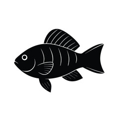 Blue Acara Silhouette Vector Art and Blue Acara Fish Black Illustration Design