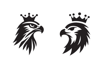Eagle with crown silhouette with white background
