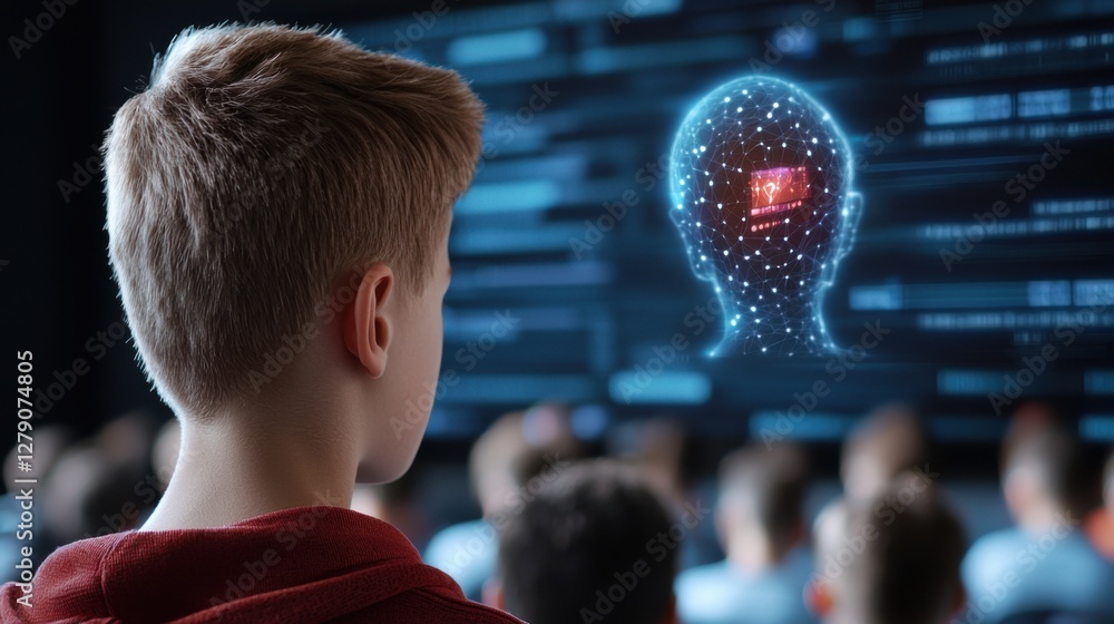 Poster futuristic virtual learning pods with tutors offering immersive and personalized education for the f