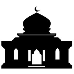 black mosque vector design with isolated background.