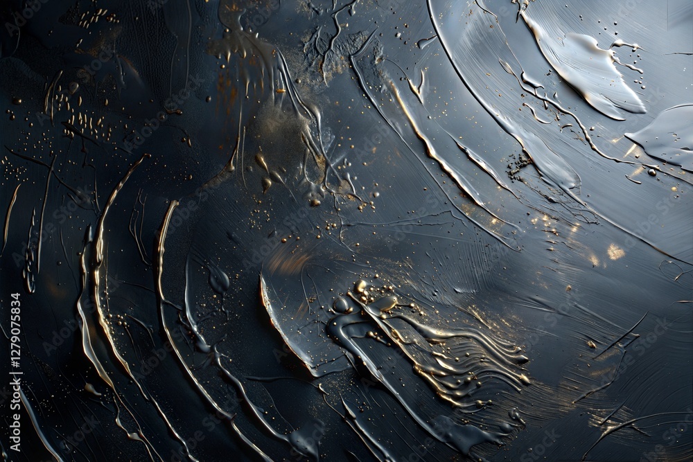 Poster abstract black and gold paint splatter. artistic expression through fluid dynamics. modern abstract 